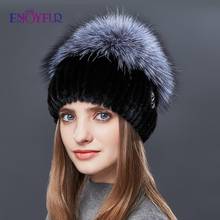 ENJOYFUR Real Sliver Fox Fur Hat Female Natural Mink Fur Winter Hats For Women Rose Rhinestones Patchwork Mix Color Beanies 2024 - buy cheap