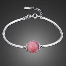 High Quality Authentic 100%  925 Sterling Silver Chain Fine Bracelet Korean Pink Crystal Ball Charm Bracelet Women Jewelry 2024 - buy cheap