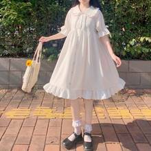 Sannian Women Dress Summer College Wind Lolita Lace Lace Doll Collar Loose Chiffon Short-sleeved Dresses Women Clothes 2024 - buy cheap