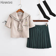 Hot Sale Short sleeve Japanese Girls Style Students Suits Beige shirt+Green skirt School Uniform Campus Clothing for High School 2024 - buy cheap