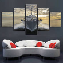 HD Printing Art Decor Wall Painting Framework For Bedroom 5 Pieces Ship Sunset Natural Landscape Canvas Pictures Modular Poster 2024 - buy cheap