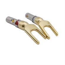 Banhado a ouro y/u-tipo banana plugues conjunto cabo conector de fio garfo spade altofalante plug adaptador de áudio alto-falante chifre fio y plug u plug 2024 - compre barato