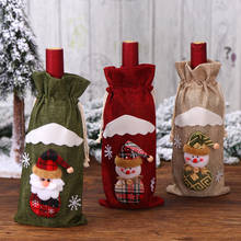 2020 рождественские украшения для дома Санта Клаус крышки бутылки вина Снеговик Рождественский чулок держатели для подарков на Рождество с утолщённой меховой опушкой, хороший декор Новый год 0018 2024 - купить недорого
