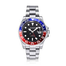 Parnis 40mm relojes mecánicos GMT relojes para hombre negro rojo bisel de cerámica reloj Diver Acero inoxidable automático zafiro lujo de los hombres del reloj 2024 - compra barato