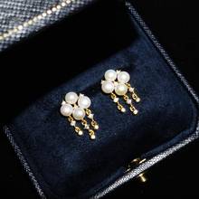 Lii Ji Real Pearl 925 Sterling Silver Inlay Zircon Tassel Stud Earring Freshwater Pearl Luxurious Jewelry For Women Gift 2024 - buy cheap