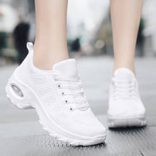 Zapatillas de tenis transpirables con amortiguación de aire para mujer, Calzado cómodo para gimnasio, con cordones, color blanco, para exteriores 2024 - compra barato