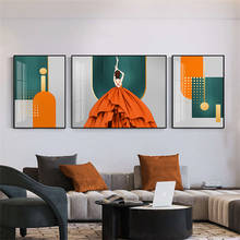 Posters abstratos geométricos laranja 3 pçs, pinturas de beleza, arte de parede, impressões em tela, imagens da moda, decoração de casa, sala de estar 2024 - compre barato