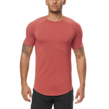 Camiseta ajustada para hombre, ropa de gimnasio de Color sólido, ropa deportiva ajustada para culturismo, camiseta de entrenamiento de secado rápido 2024 - compra barato
