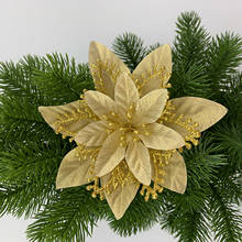 Behogar-adorno de plástico Artificial para árbol de Navidad, flores con purpurina, decoración para fiesta de Navidad, bricolaje, 10 Uds. 2024 - compra barato