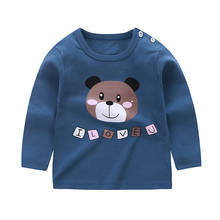 Tops de manga larga para niños y niñas, Camiseta de algodón con cuello redondo, blusa, ropa de bebé, novedad de otoño 2024 - compra barato