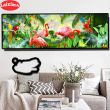 large 5D Diamond Painting Colored Flamingo plant cross stitch mosaic full square/round diamond embroidery rhinestone painting 2024 - buy cheap