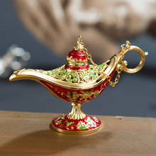 Middle East Aladin Lamp Figurine Magic Lamp Teapot Arab Home Decoration Accessories Hollow Carving Enamel Magic Lamp Ornament 2024 - buy cheap