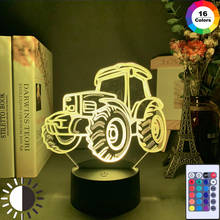 Cool Tractor 3D Optical Baby Night Light Led Touch Sensor Remote Color Changing Nightlight for Home Decor Bedside Table Lamp Car 2024 - buy cheap