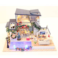 Casa de muñecas de madera para niños, juguete de casa de muñecas en miniatura con muebles, regalo para el Día de San Valentín 2024 - compra barato