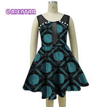 2021 Summer Women Short Dress Sleeveless African Print Dashiki Dress with Pearl Bazin Riche Cotton Dress for Lady Party WY4827 2024 - buy cheap