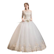 French Off White Boat Neck Off The Shoulder Train Wedding Dress 2021 Gold Lace Appliques Pluse Size Bride Gown Vestidos De Novia 2024 - buy cheap