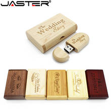 Jaster pendrive de madeira personalizado, usb + caixa 4gb 8gb 16gb 32gb 64gb 2024 - compre barato
