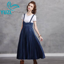 Yuzi.may-Vestido vaquero plisado con cremallera en la espalda para mujer, ropa Vintage de verano, 2021 2024 - compra barato