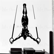 Gymnastic Rings Sports Wall Sticker Inverted Athlete Vinyl Wall Decals Muscle Men Removable Wall Poster Art AC487 2024 - buy cheap