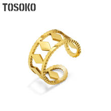 TOSOKO Stainless Steel Jewelry Geometric Carving Open Ring Fashion Unique Ring Adjustable BSA213 2024 - buy cheap