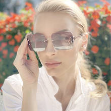 Gafas de sol polarizadas sin montura de alta calidad gafas de sol cuadradas de Metal de diseñador de marca para hombres y mujeres de verano para la playa 2024 - compra barato