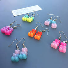 Mini brincos de urso de goma, brincos orelhas fofos e populares para mulheres, em cores de doces, com frete grátis 2024 - compre barato