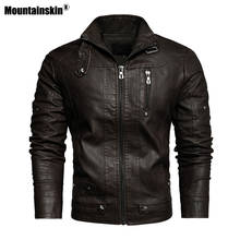 Mountainskin-Chaqueta de cuero sintético para hombre, abrigo grueso para motocicleta, moda Vintage, ajustado, SA966, invierno y otoño 2024 - compra barato