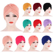 Women India Hat Muslim Hijabs Pleated Femme Musulman Cancer Chemo Beanie Turban Wrap Scarf Strech Cap Islam Head Cover Hair Loss 2024 - buy cheap