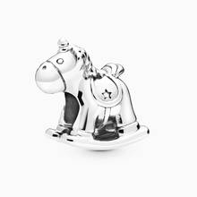 Berloque de prata esterlina 925 qandocci, peça em formato de cavalo, unicórnio e balanço compatível com joias pandora 2024 - compre barato