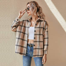 Women Fashion Autumn and Winter Loose Plaid Shirts Casual Padded Long Sleeved Buttons Shirt Jacket 2024 - buy cheap