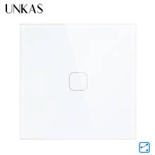 UNKAS EU Standard Touch Switch 1 Gang 2 Way Touch Switch, Crystal Glass Panel Light Wall Touch Screen Switch 2024 - buy cheap