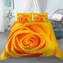 Conjunto de cama de flores rosas 3d, edredon, casal, total, queen, king size, quarto, para decoração da sala de estar 2024 - compre barato