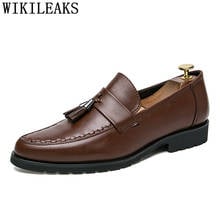 Dress Shoes Men Classic Coiffeur Slip Dress Office Shoes Men Formal Tassel Italian Dress Loafers Men Shoes Leather Erkek Ayakkab 2024 - compre barato