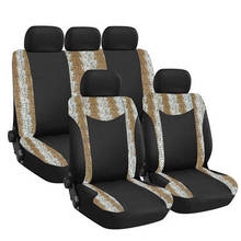Leopardo dianteiro traseiro assento de carro cobre conjunto poliéster tecido universal se encaixa a maioria dos carros tampas protetor de assento de carro acessórios interiores 2024 - compre barato