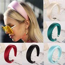 Solid satin Padded Headband Women Fashion Handmade Thicken Velvet Bezel Hair Accessories Headwear Wide Solid Plastic Hair Hoop 2024 - buy cheap