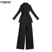 Women's Elegant Professional Office Pants Suit Temperament Feminine Blazer Slim High-rise Wide-leg Pants New In 2022 2024 - buy cheap