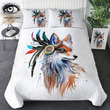 Fox by Pixie-Juego de ropa de cama de arte frío, funda nórdica de acuarela con fundas de almohada para adultos, Textiles para el hogar de animales Tribal, ropa de cama de 3 uds. 2024 - compra barato