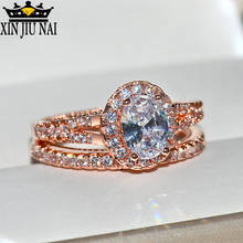 Anillo de compromiso de plata 2019 para mujer, de 14 quilates de oro rosa sortija de diamante, huevo de ganso, gran oferta, 925 2024 - compra barato