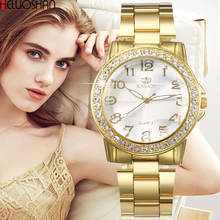 Relógio de pulso feminino luxuoso, aço inoxidável, quartzo, para moças, com fecho, dourado e prateado, 2021 2024 - compre barato