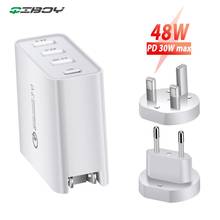 Cargador rápido de pared tipo C para teléfono móvil, adaptador USB de viaje, QC 3,0, 4 puertos, 48W, para iPhone 11, 8, Huawei, Samsung S8 2024 - compra barato