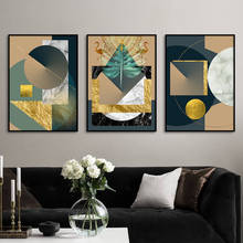 Gububi Gold Foil Geometric Shape Abstract Art Poster Decorative Painting Canvas Wall Pictures For Living Room Office Decor Print 2024 - buy cheap