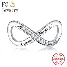 Fc jóias caber marca original charme pulseira 100% 925 fita de prata família para sempre infinito amor zircão grânulo fazer berloque 2024 - compre barato