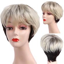 Amir Short Ombre blonde wig Synthetic Straight Hair Women’s Wigs with bangs Brown Gray Hair wig cosplay for women 2024 - buy cheap