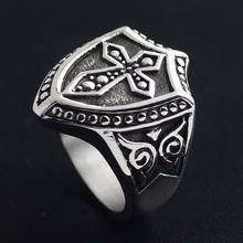 Crystal Stainless Steel Cross Religion Knights Templars Ring Men  Biker Gothic Rock Punk Jewelry Street Fashion Accessories Male 2024 - buy cheap