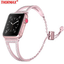 Stainless Steel Bands for Apple Watch 40mm 38mm Bling Band Iwatch Series 5/4/3/2 Jewelry Bracelet Bangle Wristband Pink gold 2024 - buy cheap