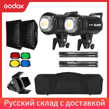 2x godox SL-60W 60ws 5600k estúdio led luz de vídeo foto contínua + 2x1.8m suporte de luz + 2x60x90cm softbox led kit de luz 2024 - compre barato