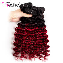 Tinashe-extensiones de cabello humano brasileño Remy, mechones de pelo ondulado profundo, color borgoña 1B, 3 mechones, 1B 2024 - compra barato