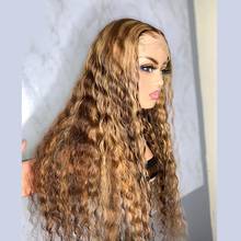 Highlight Colored Curly Lace Front Human Hair Wigs Pre Plucked With Baby Hair Ombre Honey Blonde Color Brazilian Remy Hair Wig 2024 - buy cheap