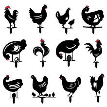 12 estilos de frango decoração do jardim acrílico quintal arte galo galinha decoração para jardim quintal gramado estacas estátua frango quintal arte 2024 - compre barato