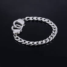 bracelet men's stainless steel handcuffs accessories chain on hand charm Steampunk cuff bracelet punk couple bracelet jewelry 2024 - buy cheap